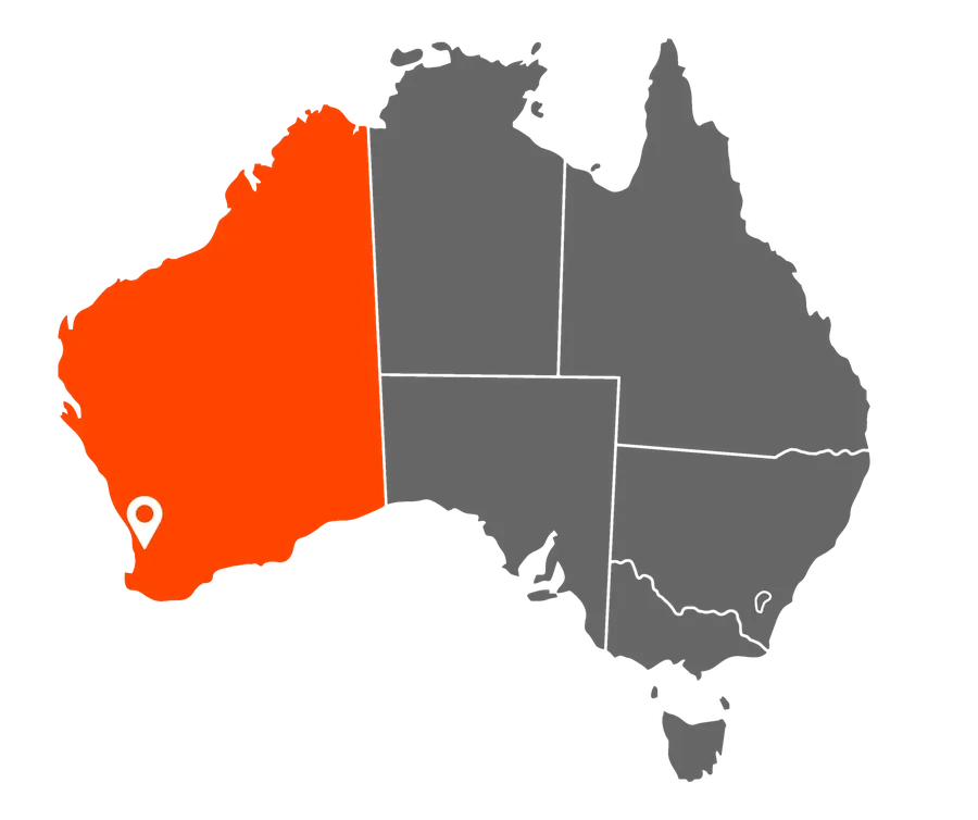 Map of Australia with Western Australia highlighted